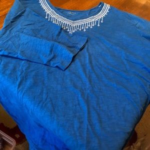 3/4 sleeve lively cotton knit top 3X